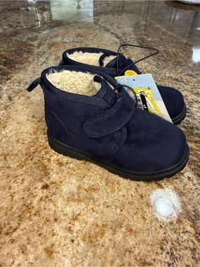 Cat & Jack Navy Faux-Shearling Ankle Boots